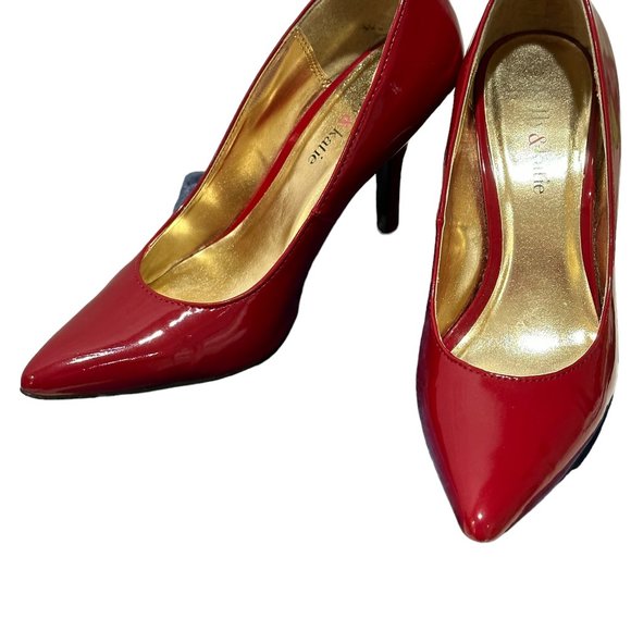 (9-215) Kelly & Kathie Red Patent Leather High Heel Pumps Size 7M - Picture 6 of 14